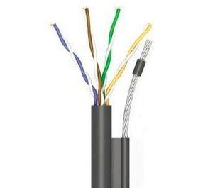 Кабель (UTP мідь вуличний з тросом) OK-Net 4*2*0,51 КППт-ВП (100) трос 7*0,5мм cat 5e, бухта 305 м 104427 фото