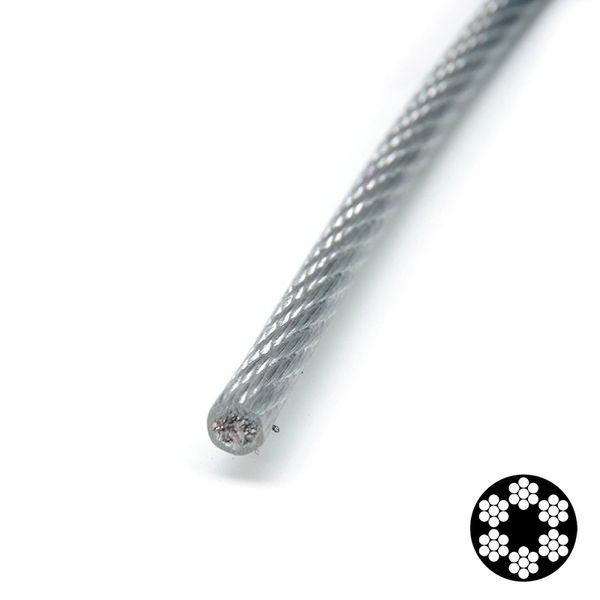 APRO 5мм (4+1мм) DIN 3055 (6x7 + FC) бухта 100м в ПВХ обплетенні оцинкований Трос 116667 фото