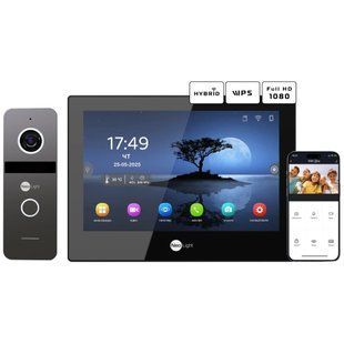 Neolight ALPHA Hybrid Black + SOLO IP Graphite з кутком, PoE адаптер для панелі виклику Комплект відеодомофону 116803 фото